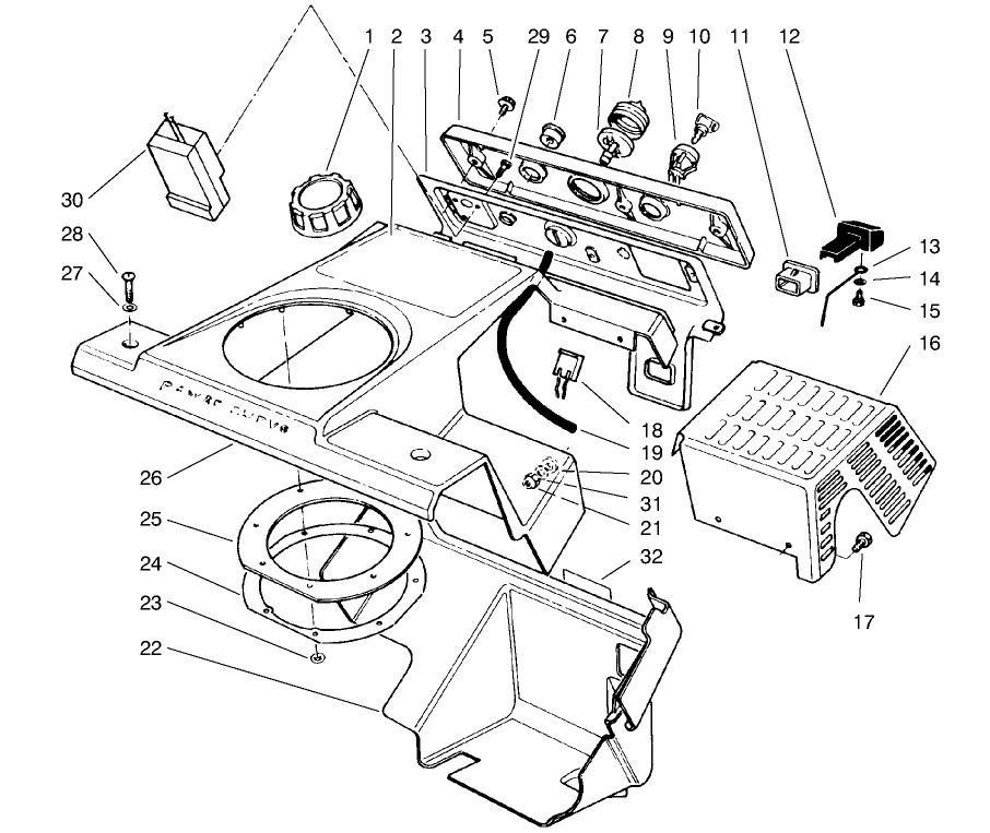Control Panel & Shrouding Assembly Diagram and Parts List for 38435 7900001 - 7999999 Toro Snow Blower