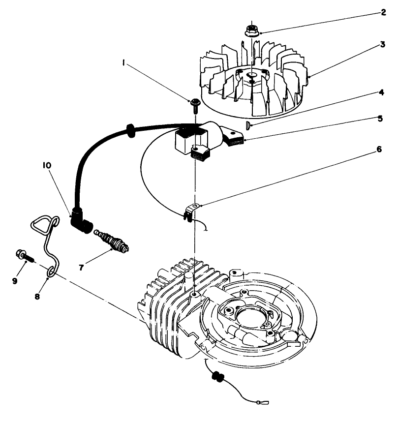 Flywheel & Magneto Assembly Diagram and Parts List for 22035 4000001 - 4999999 Toro Lawn Mower
