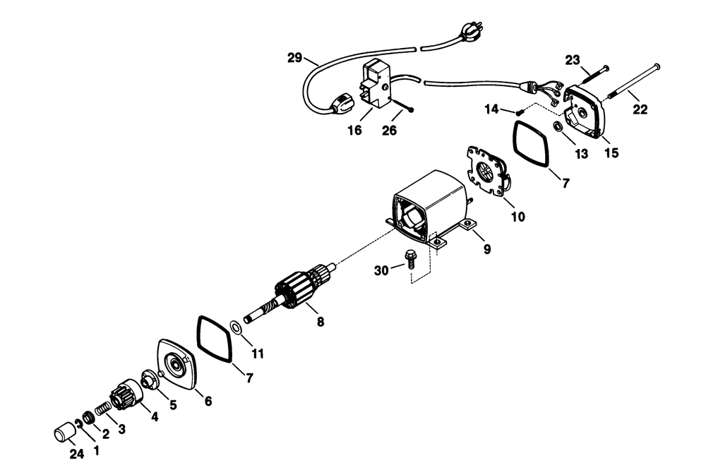 Electric Starter Motor Kit No. 38-7590 Diagram and Parts List for 38073 3900001 - 3999999 Toro Snow Blower