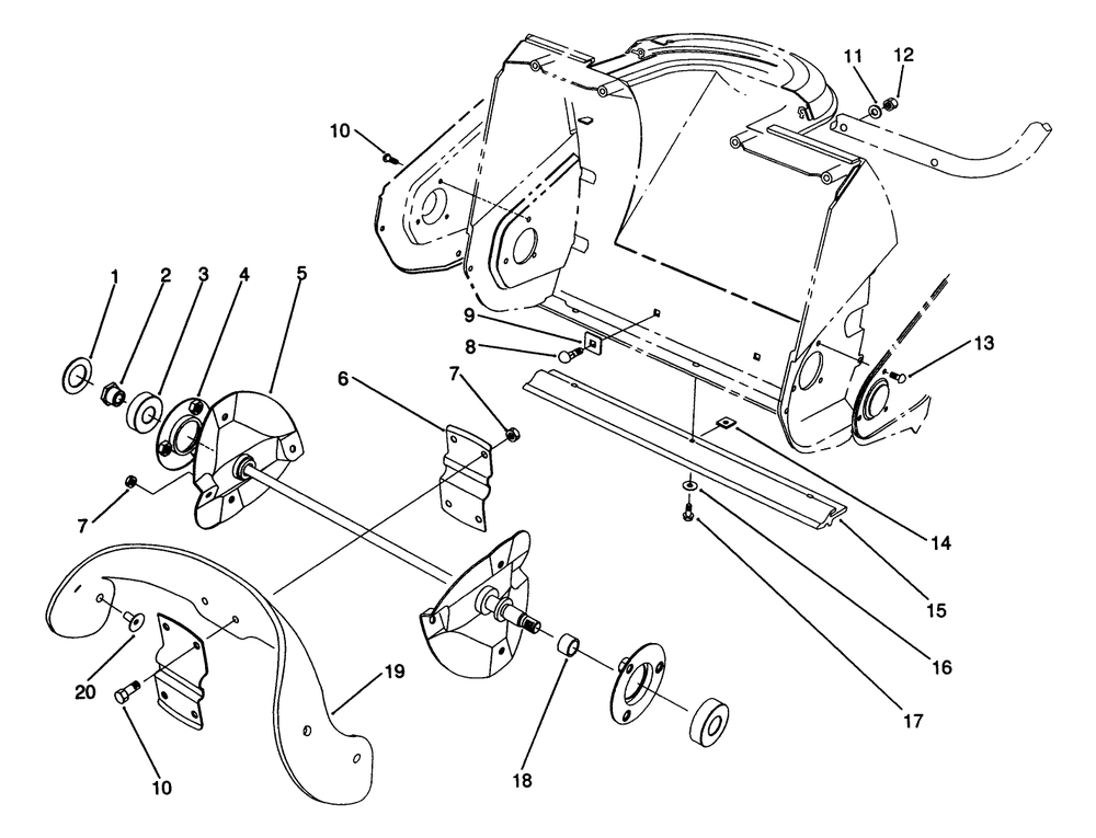 Auger Assembly Diagram and Parts List for 38171 2000001 - 2999999 Toro Snow Blower