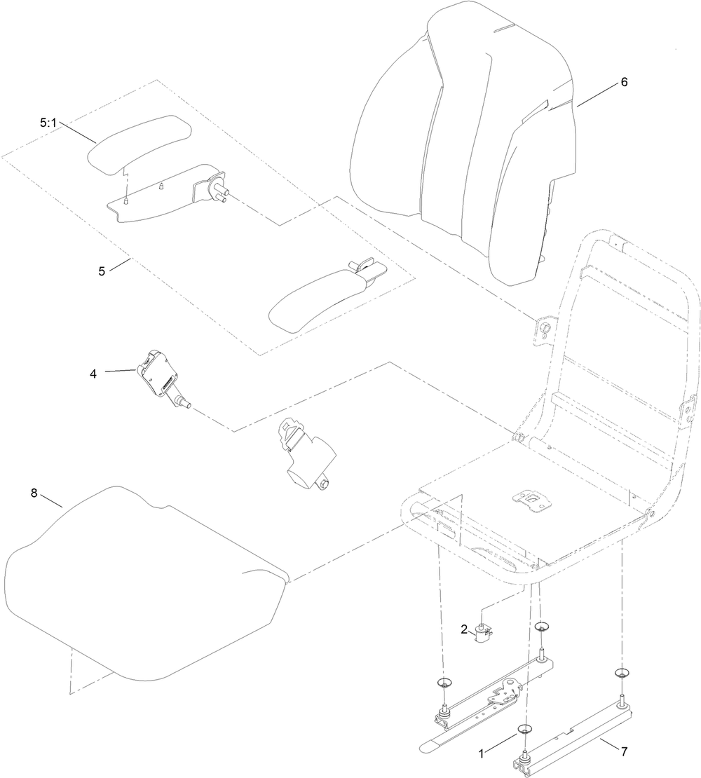 Seat Assembly No. 144-1965 Diagram and Parts List for 76602 400000000 - 412999999 Toro Lawn Tractor