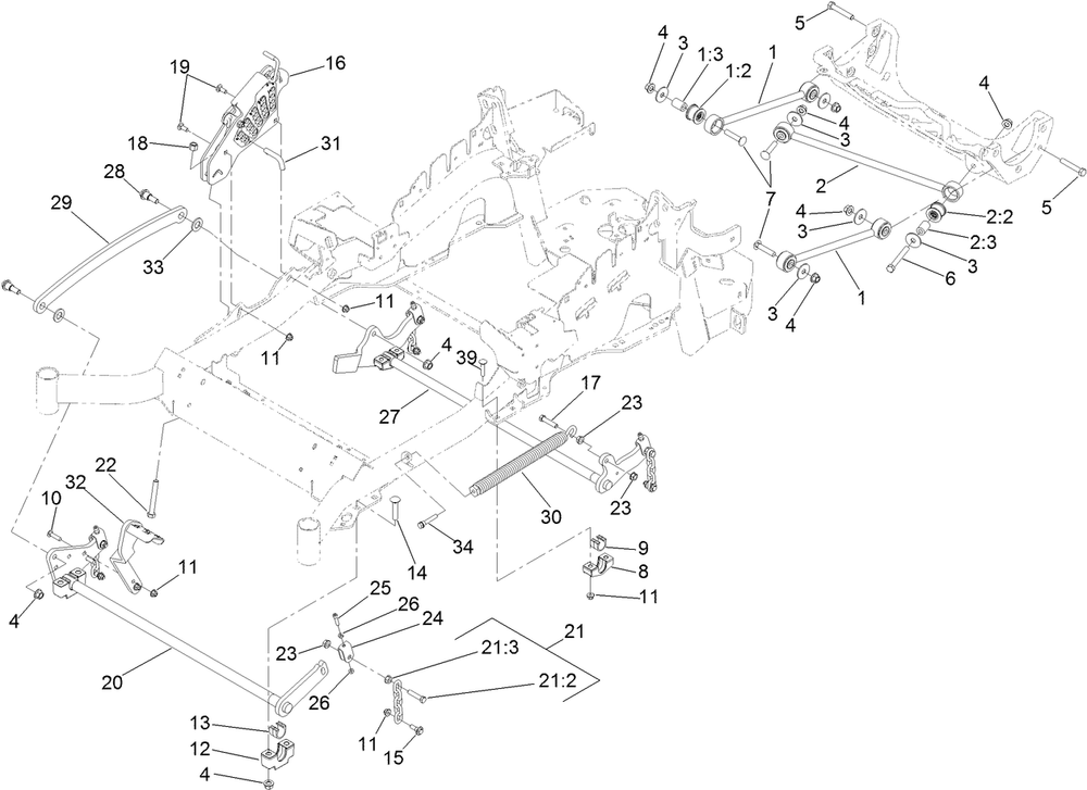 Decklift Assembly Diagram and Parts List for 74901 (312000001-312999999)(2012) Toro Lawn Mower