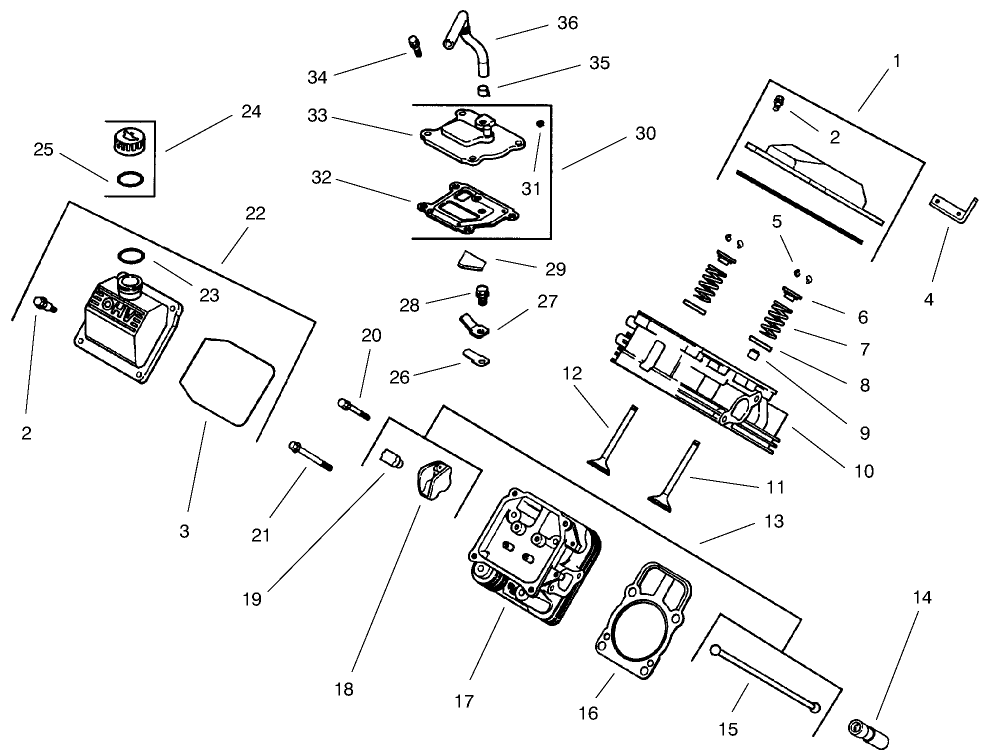 Group 4-Head/Valve/Breather (Models 73540 & 73541) Diagram and Parts List for 73540 8900001 - 8999999 Toro Lawn Tractor