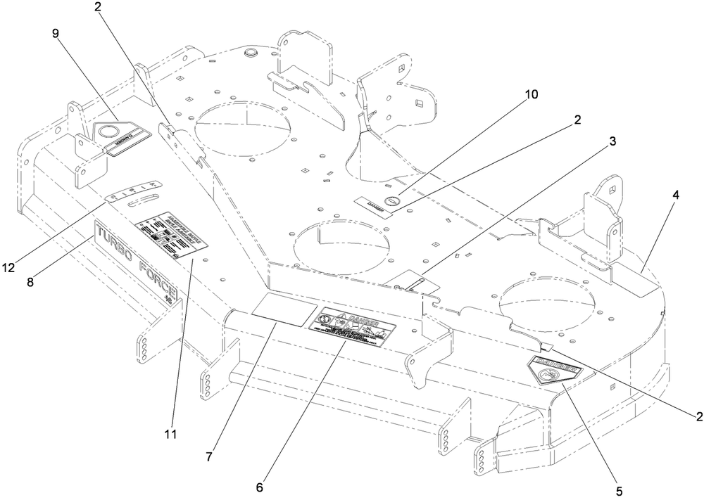 Deck Decal Assembly Diagram and Parts List for 74951 (311000001-311000402)(2011) Toro Lawn Mower