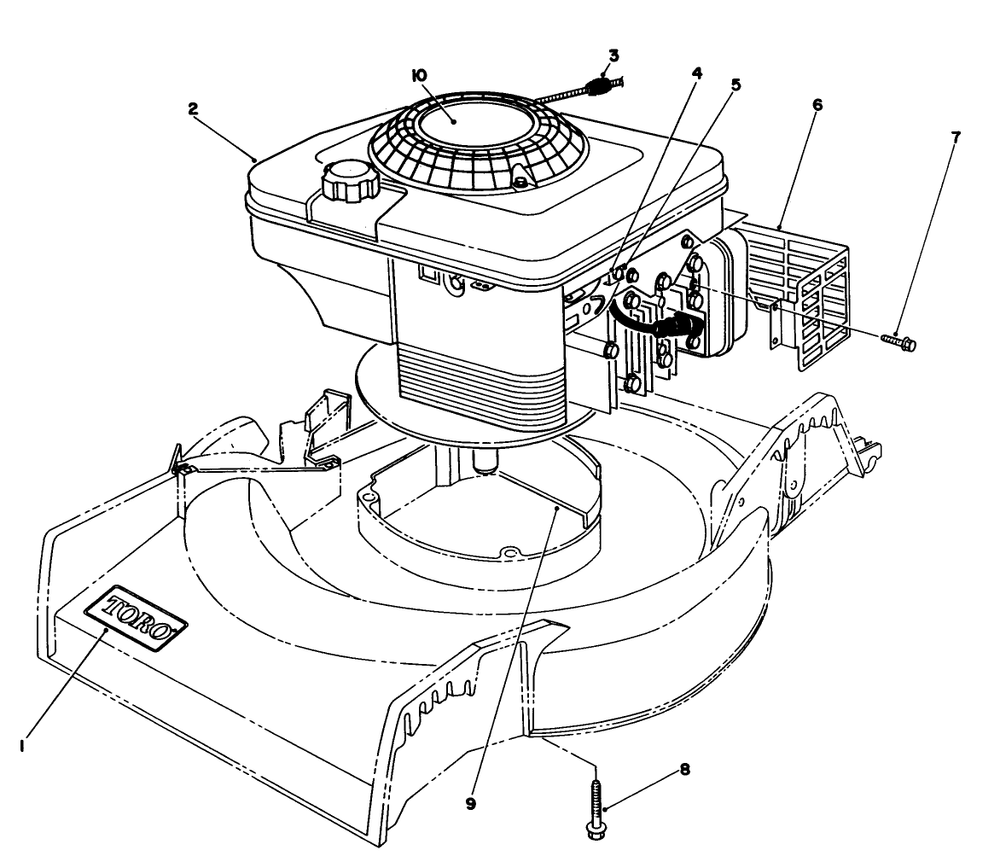 Engine Assembly Diagram and Parts List for 16403 1000001 - 1999999 Toro Lawn Mower