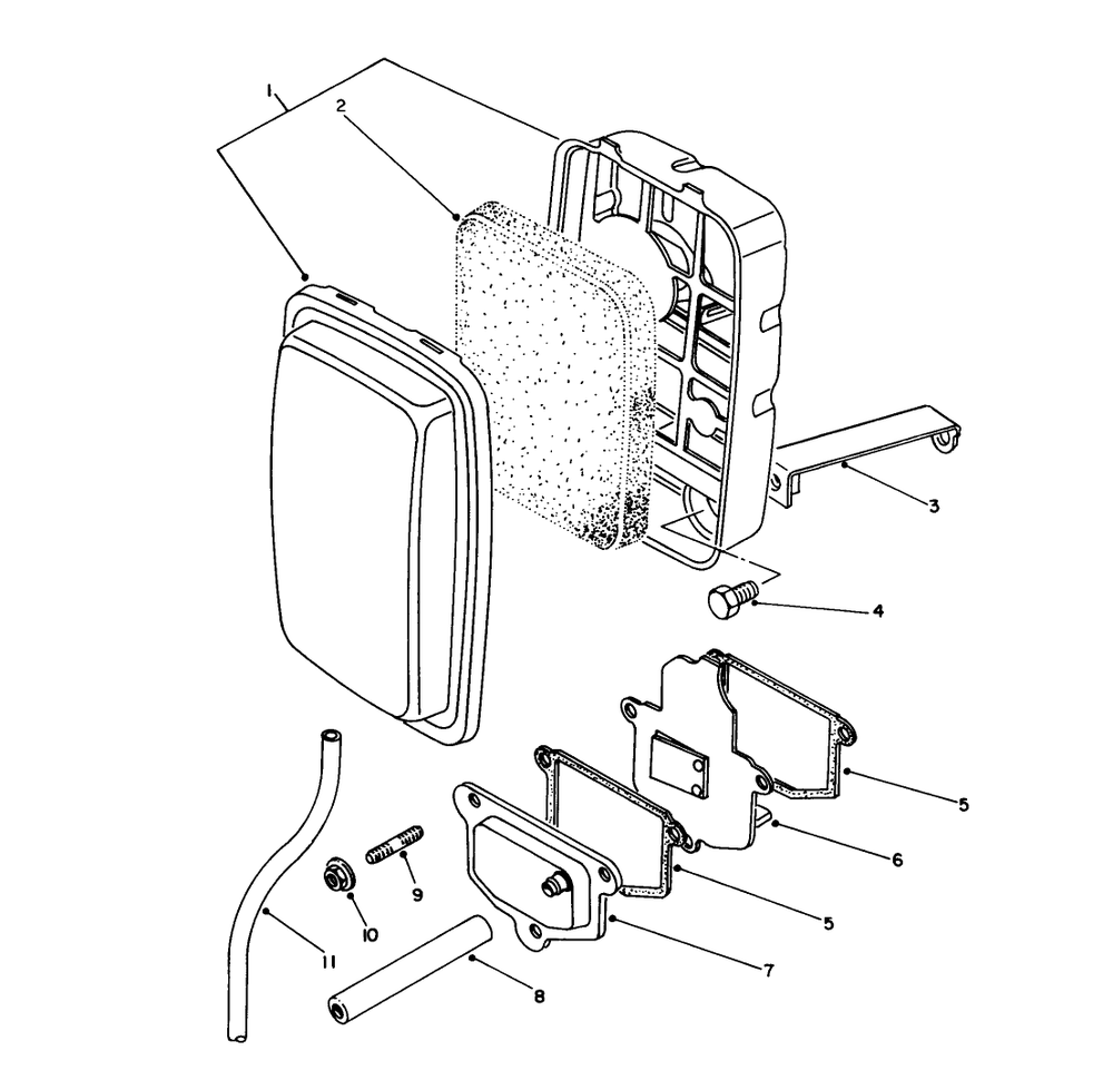 Air Cleaner Diagram and Parts List for 62040 8000001 - 8999999 Toro Generator