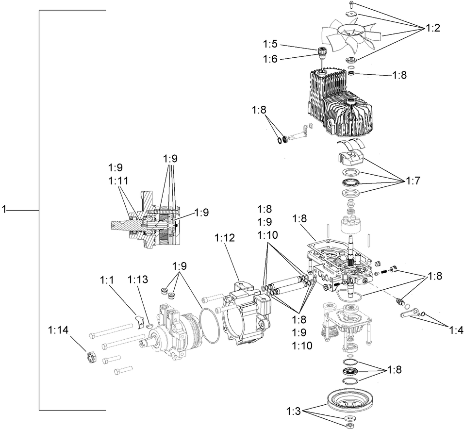 Rh Hydro Assembly Diagram and Parts List for 74955CP (290000001-290999999)(2009) Toro Lawn Mower