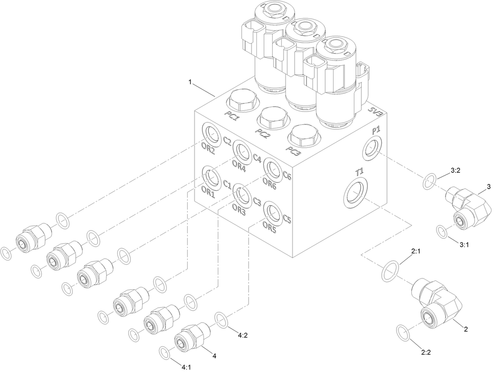 Setup Manifold Assembly Diagram and Parts List for 23803 400000000 - 999999999 Toro Lawn Tractor Accessories