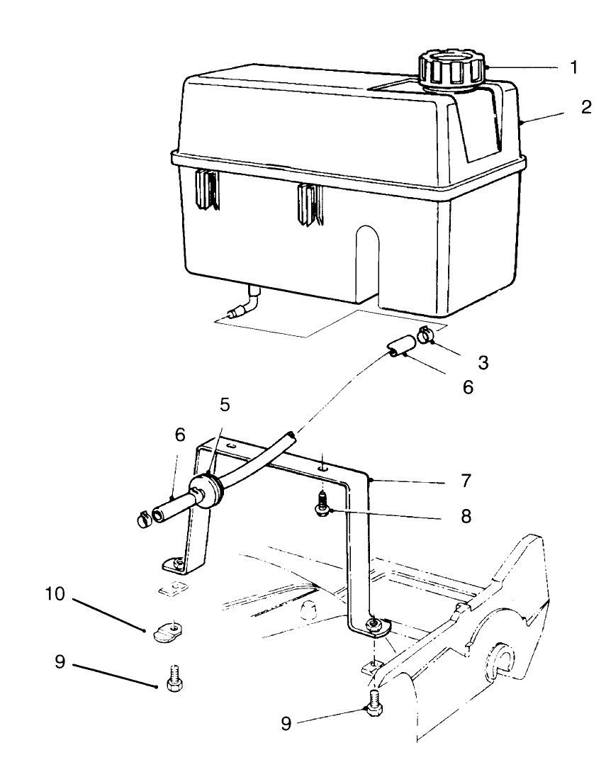 Gas Tank Assembly Diagram and Parts List for 22151 6900001 - 6999999 Toro Lawn Mower