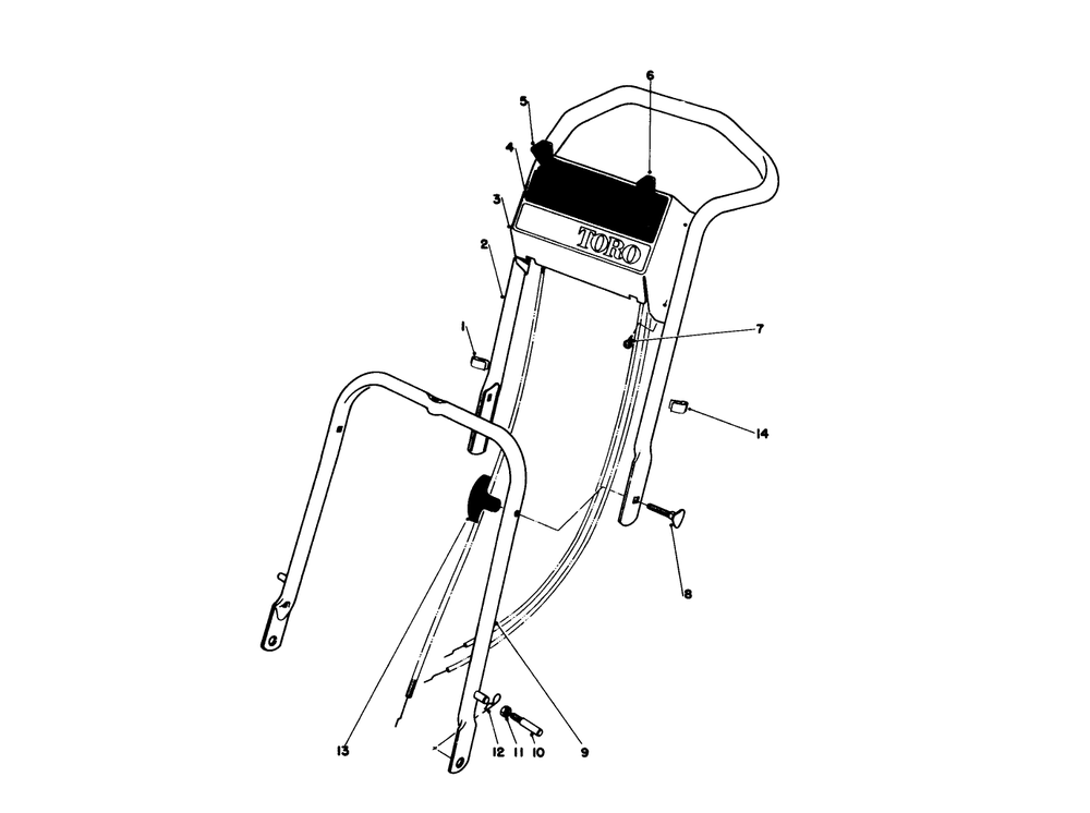 Handle Assembly Model 16390 Diagram and Parts List for 16390 1000001 - 1999999 Toro Lawn Mower