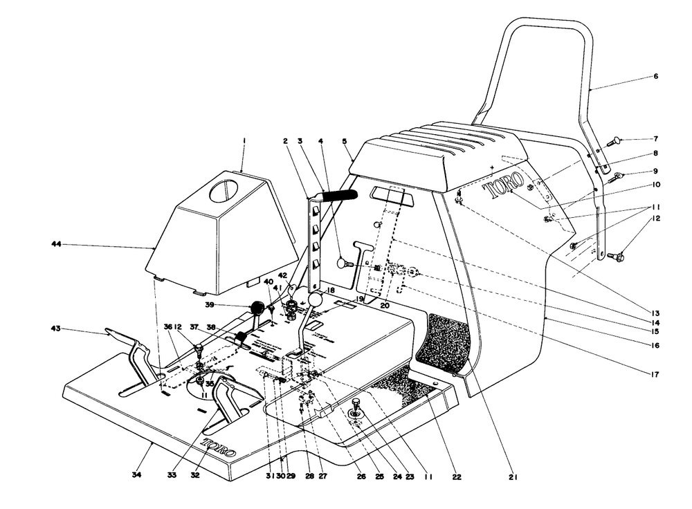 Body And Seat Assembly Diagram and Parts List for 56015 3000001 - 3999999 Toro Lawn Tractor