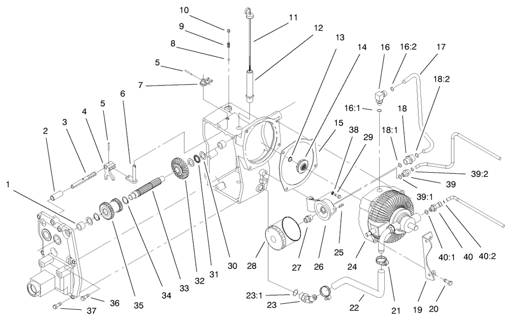 Hydro Transaxle Assembly Diagram and Parts List for 73552 9900001 - 9999999 Toro Lawn Tractor