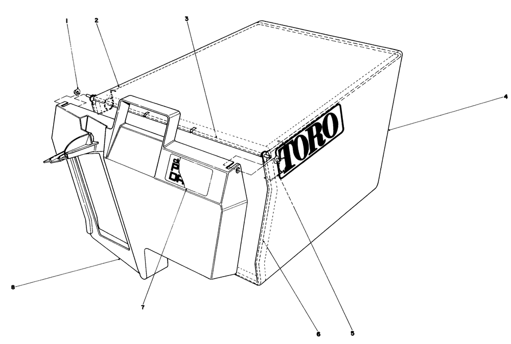Grass Bag Assembly No.11-0189 Diagram and Parts List for 20810 3000001 - 3999999 Toro Lawn Mower