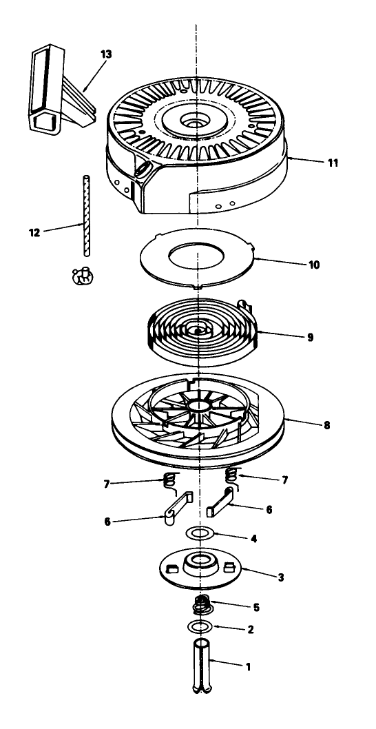 Rewind Starter No. 590621 Diagram and Parts List for 20692C 9000001 - 9999999 Toro Lawn Mower