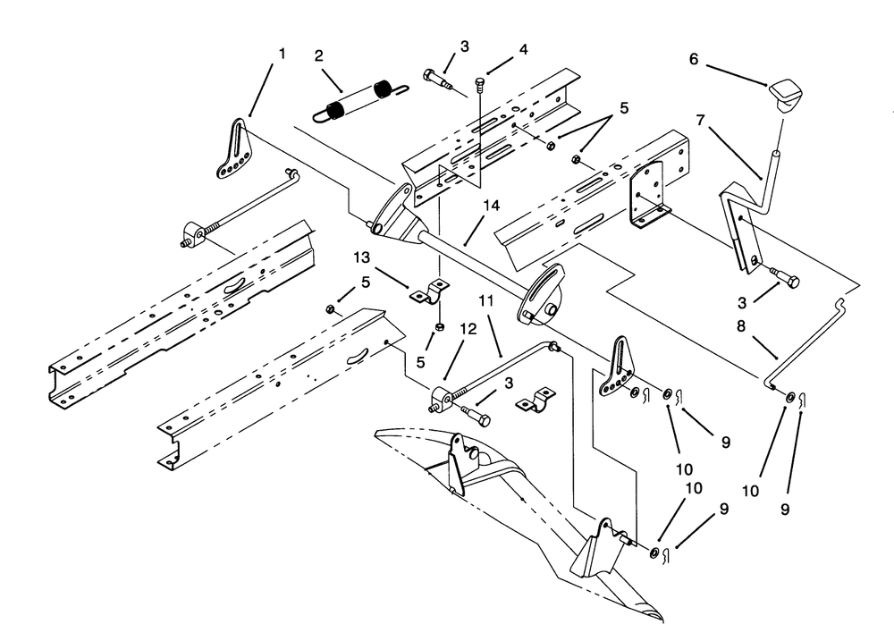 Height Of Cut Assembly Diagram and Parts List for 71191 4900001 - 4999999 Toro Lawn Tractor