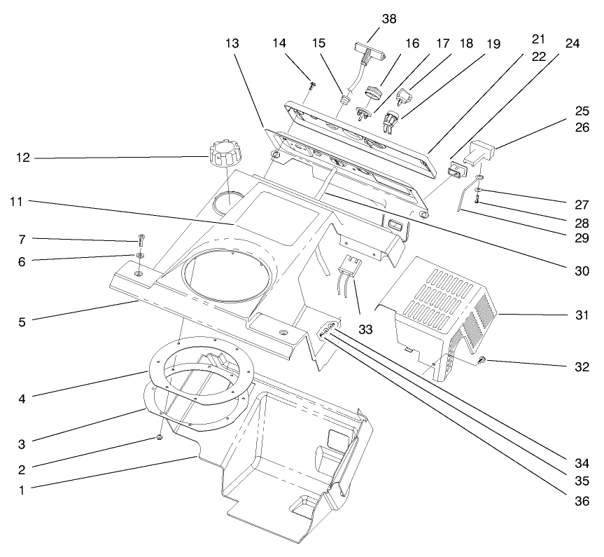 Shroud Assembly Diagram and Parts List for 38411 7900001 - 7999999 Toro Snow Blower