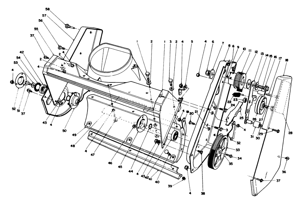 Housing Assembly Diagram and Parts List for 38181 4900001 - 4999999 Toro Snow Blower