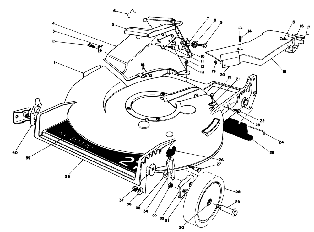 Housing Assembly Diagram and Parts List for 20675 5000001 - 5999999 Toro Lawn Mower