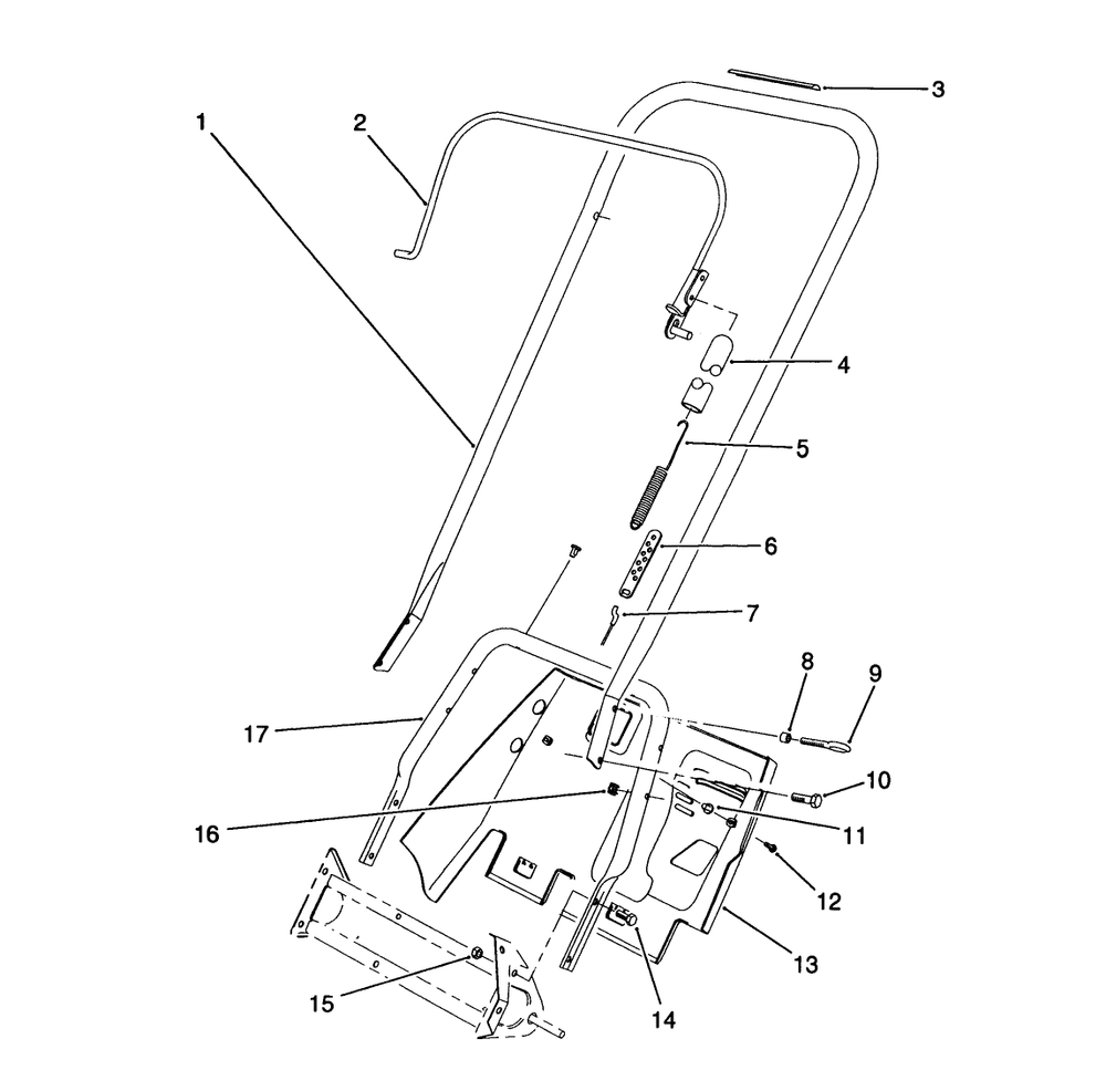 Handle Assembly Diagram and Parts List for 38190 2000001 - 2999999 Toro Snow Blower