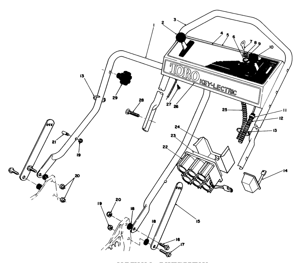 Handle Assembly Diagram and Parts List for 20629C 6000001 - 6999999 Toro Lawn Mower