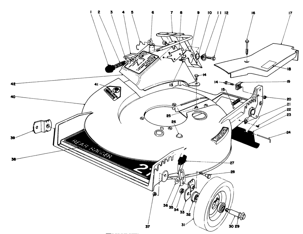 Housing Assembly Diagram and Parts List for 20790 1000001 - 1999999 Toro Lawn Mower