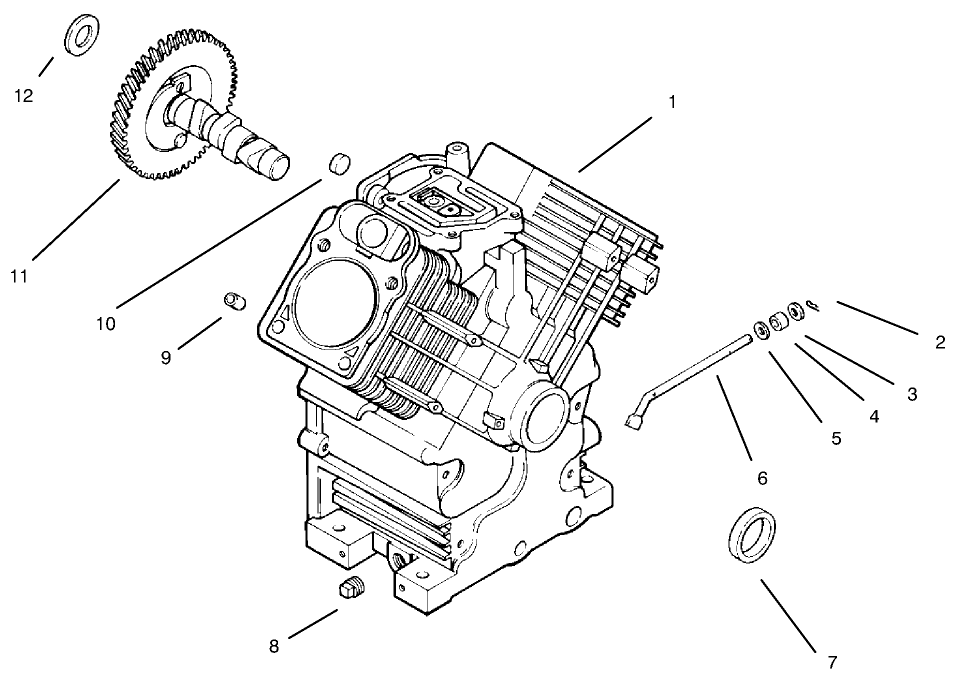 Crankcase Diagram and Parts List for 30611 990001 - 999999 Toro Lawn Tractor