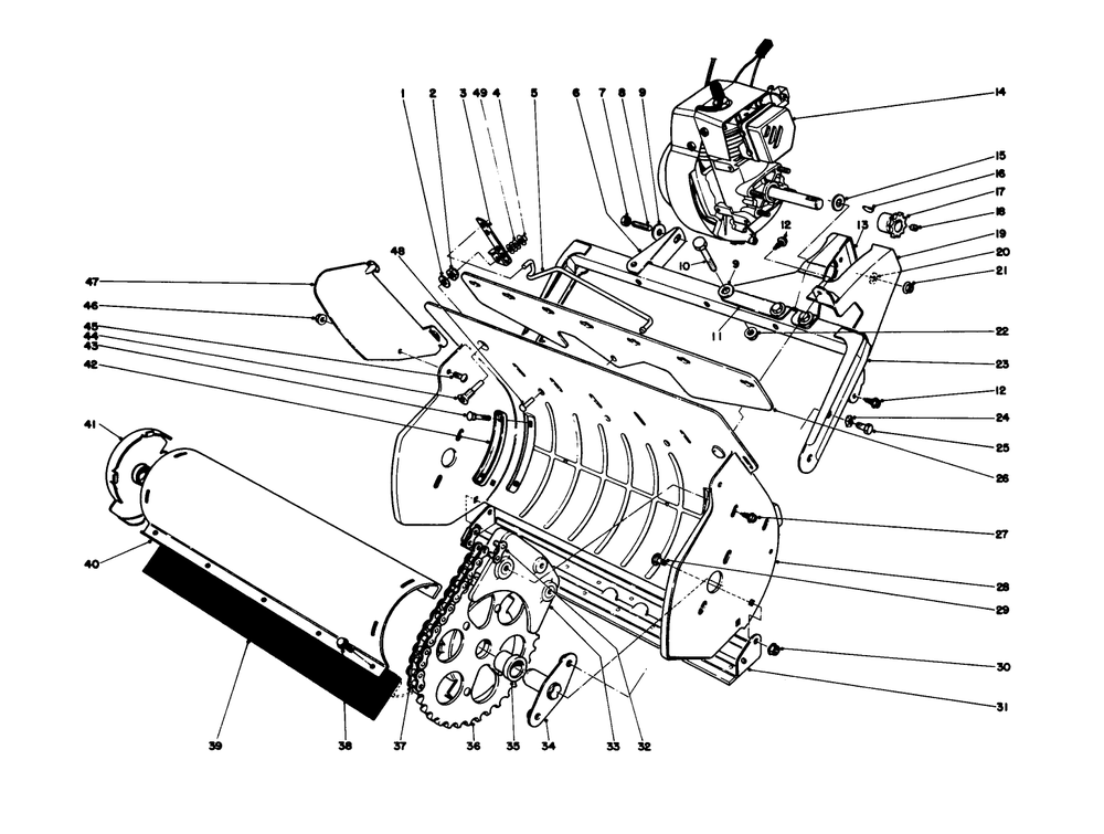 Lower Main Frame Diagram and Parts List for 38014 8000001 - 8999999 Toro Snow Blower