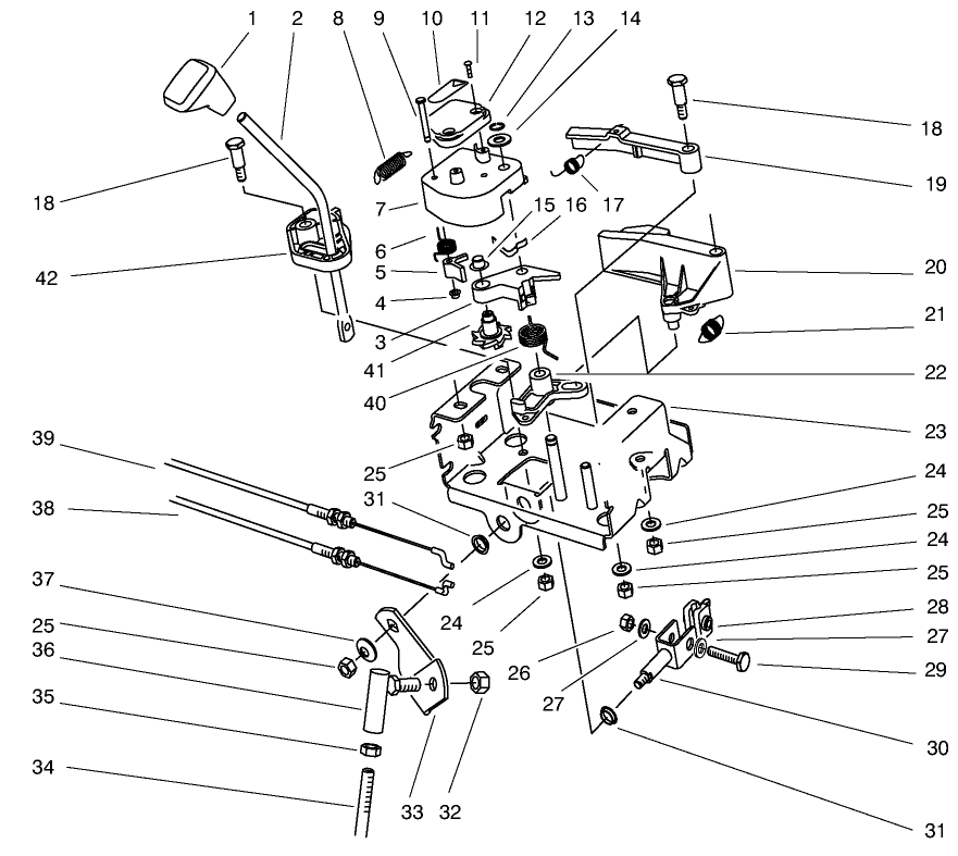 Traction Linkage Assembly Diagram and Parts List for 38543 7900001 - 7999999 Toro Snow Blower