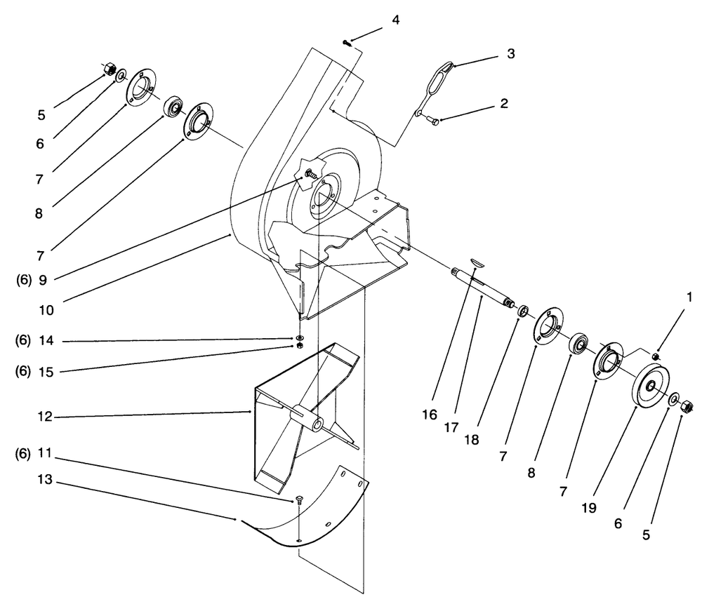 Blower & Impeller Assembly Diagram and Parts List for 79104 8900001 - 8999999 Toro Lawn Tractor