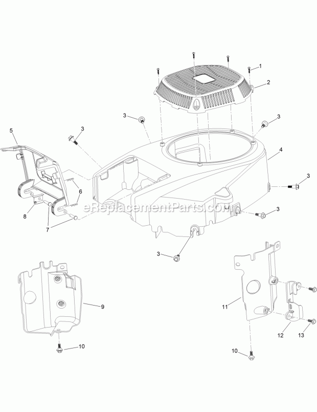 Blower Housing Assembly Engine Assembly No. 1 Diagram and Parts List for 74797 315000001-315999999 Toro Lawn Mower