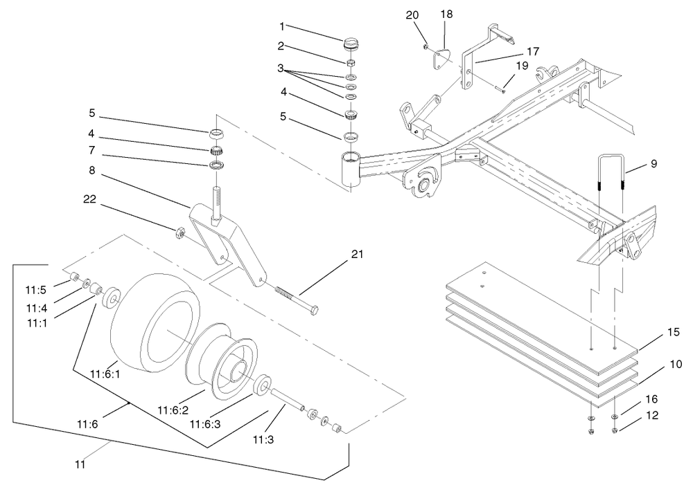Caster And Wheel Assembly Diagram and Parts List for 74213 (210000001-210999999)(2001) Toro Lawn Mower