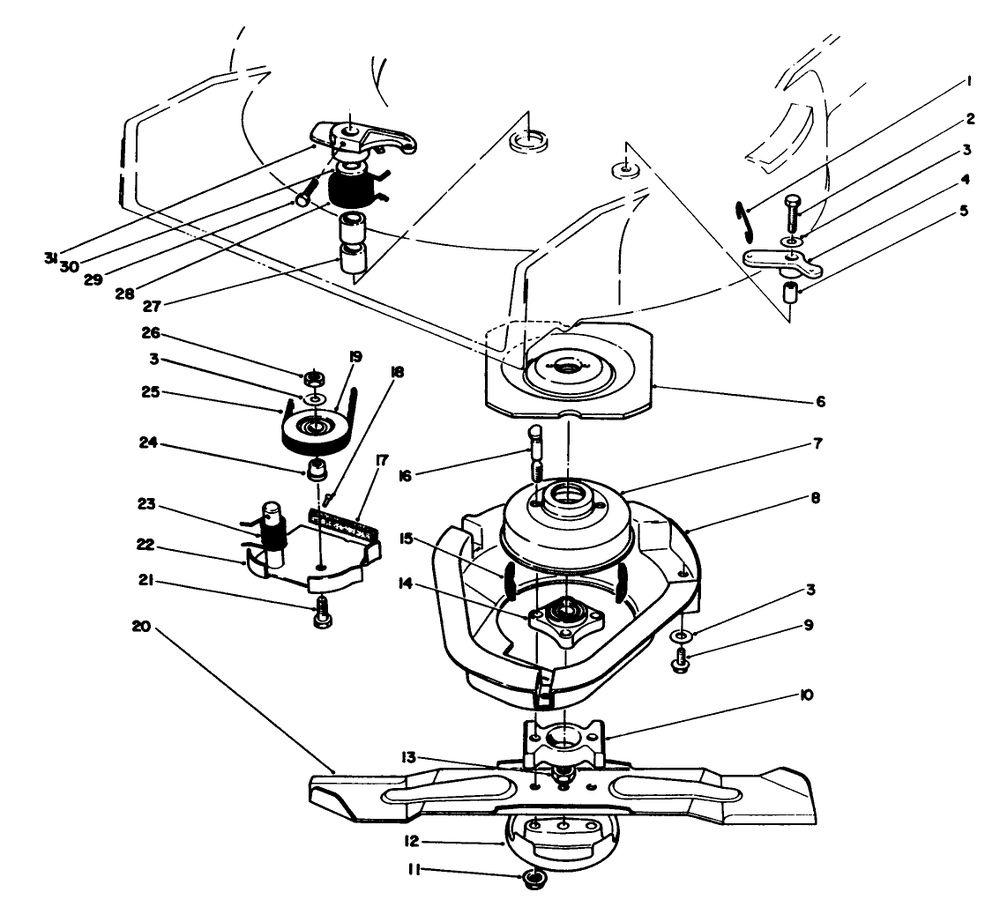 Blade Brake Clutch Assembly Diagram and Parts List for 20584C 9000001 - 9999999 Toro Lawn Mower