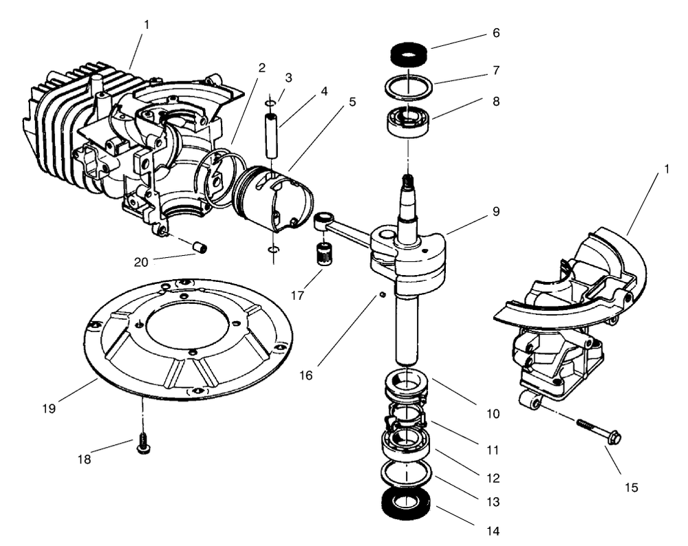 Crankshaft Assembly (Model No. 47pt6-3) Diagram and Parts List for 22701 790000001 - 799999999 Toro Lawn Mower