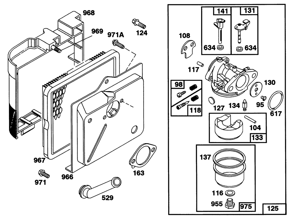 Engine Briggs & Stratton Model 122702-3171-01 Diagram and Parts List for 16403 1000001 - 1999999 Toro Lawn Mower