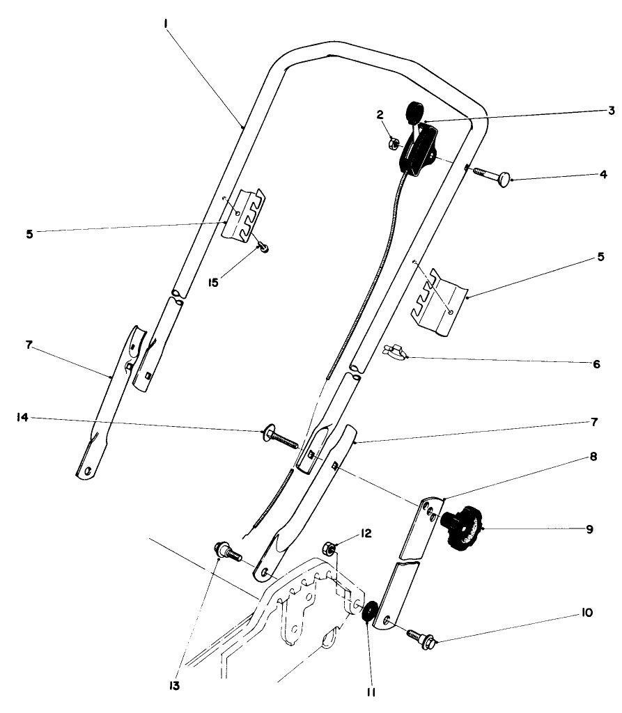 Handle Assembly Diagram and Parts List for 20762 4000001 - 4999999 Toro Lawn Mower