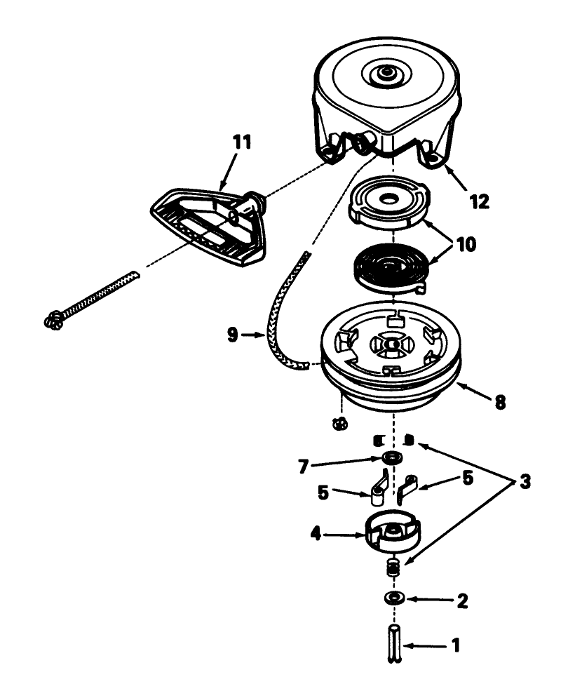 Rewind Starter Tecumseh No. 590630 Diagram and Parts List for 38574 1000001 - 1999999 Toro Snow Blower