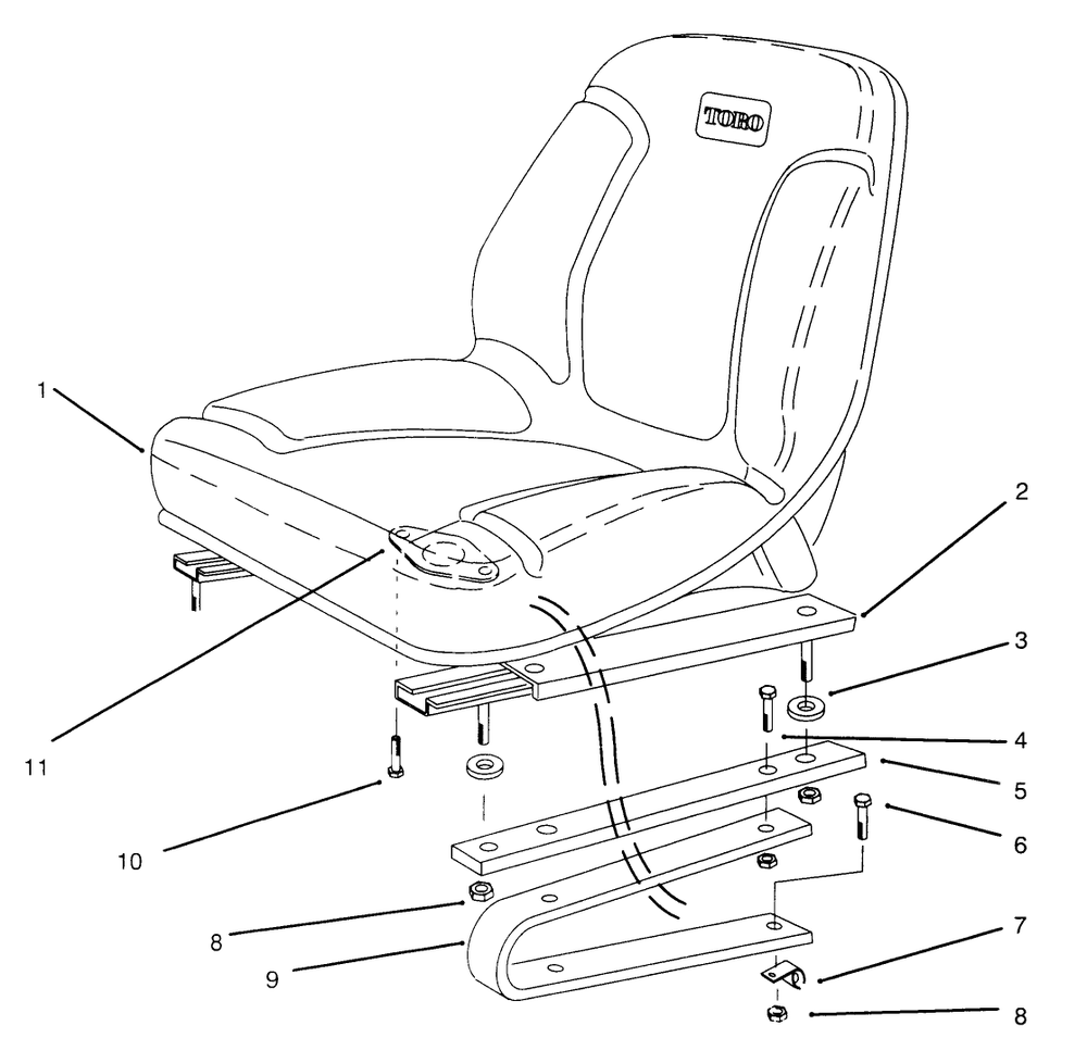 Seat Assembly Diagram and Parts List for 30610 690001 - 699999 Toro Lawn Tractor
