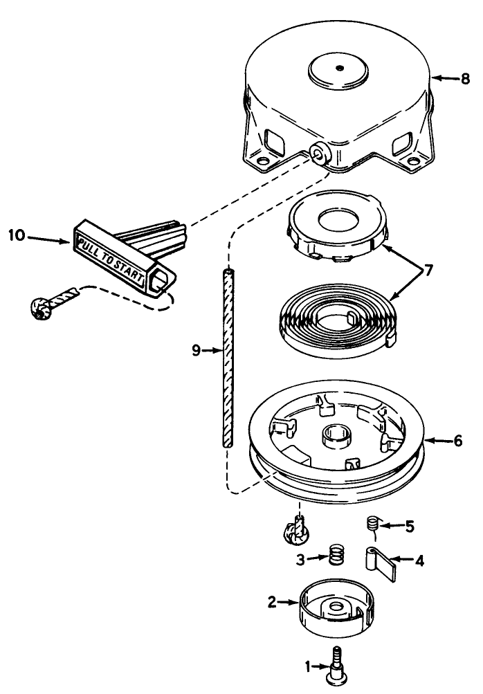 Recoil Starter No. 590537 Diagram and Parts List for 38190 0000001 - 0999999 Toro Snow Blower