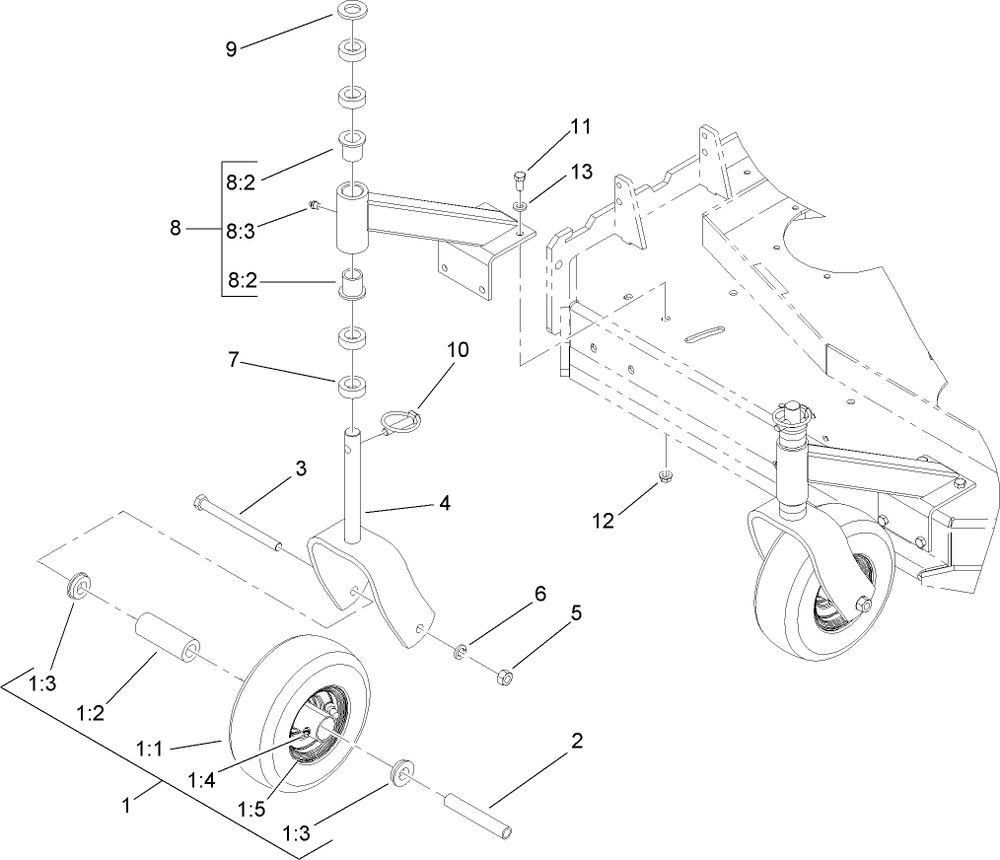 Caster Assembly Diagram and Parts List for 38684 (290000001-290999999)(2009) Toro Lawn Mower