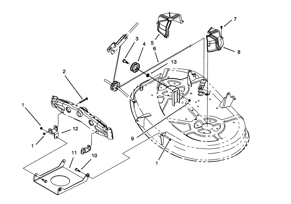 Cable & Cover Assembly (38" Cutting Unit) Diagram and Parts List for 71203 3900001 - 3999999 Toro Lawn Tractor