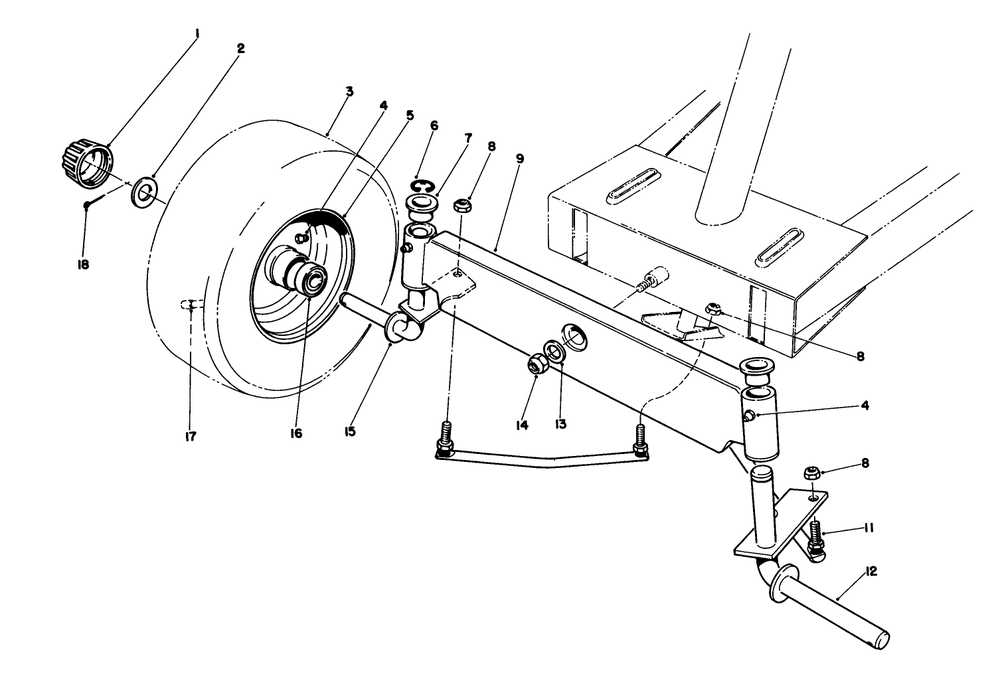 Front Axle Assembly Diagram and Parts List for 56127 8000001 - 8999999 Toro Lawn Tractor