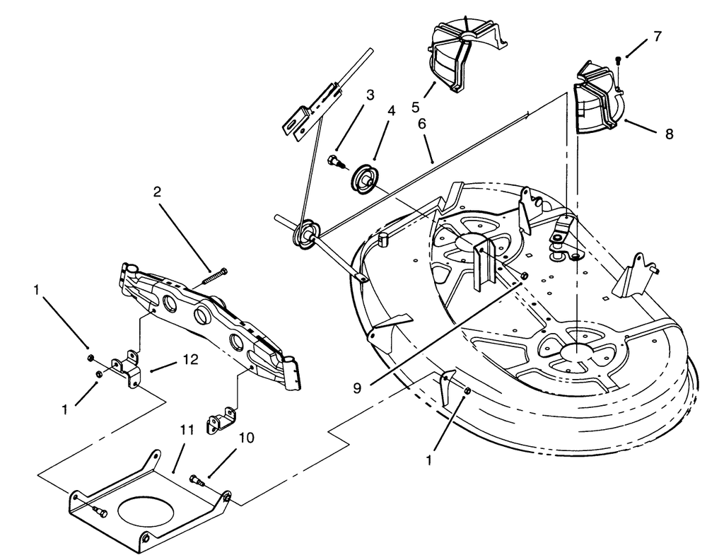 Cable & Cover Assembly (38" Cutting Unit) Diagram and Parts List for 71202 5900001 - 5999999 Toro Lawn Tractor