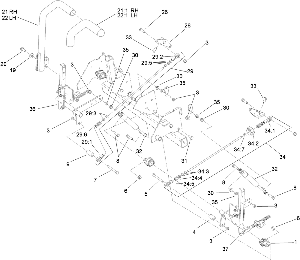 Motion Control Assembly Diagram and Parts List for 74269 (311000001-311999999)(2011) Toro Lawn Mower