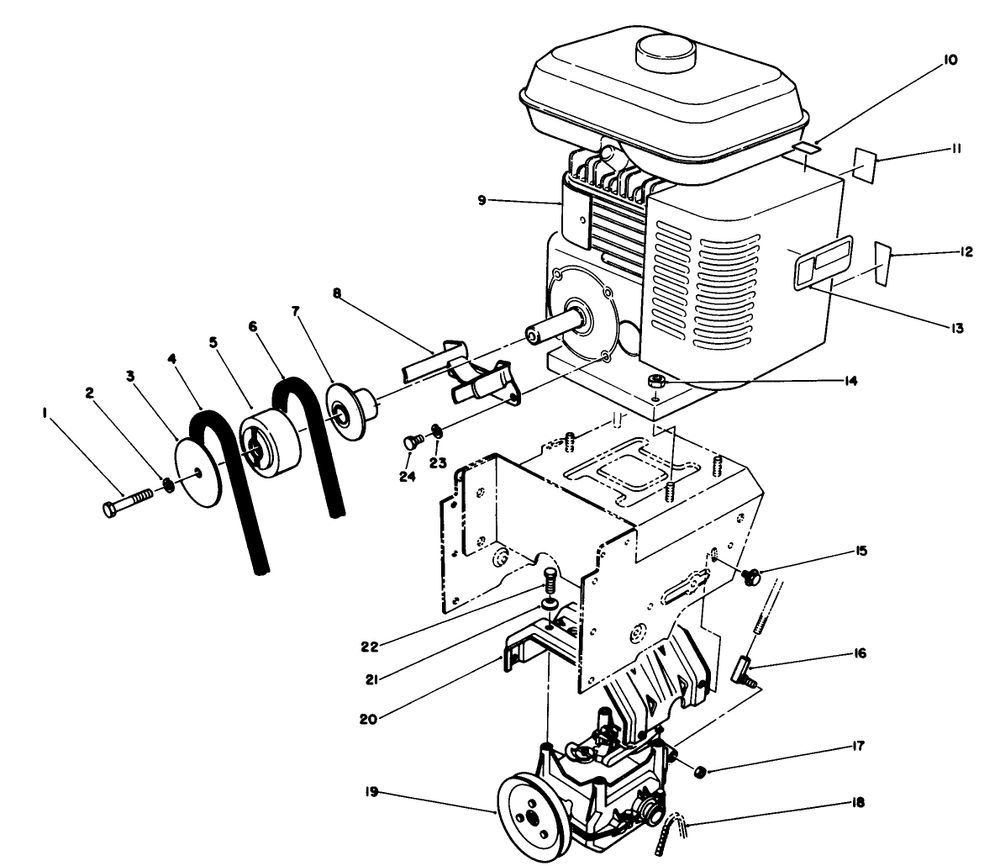 Engine Assembly Diagram and Parts List for 38505 1000001 - 1999999 Toro Snow Blower