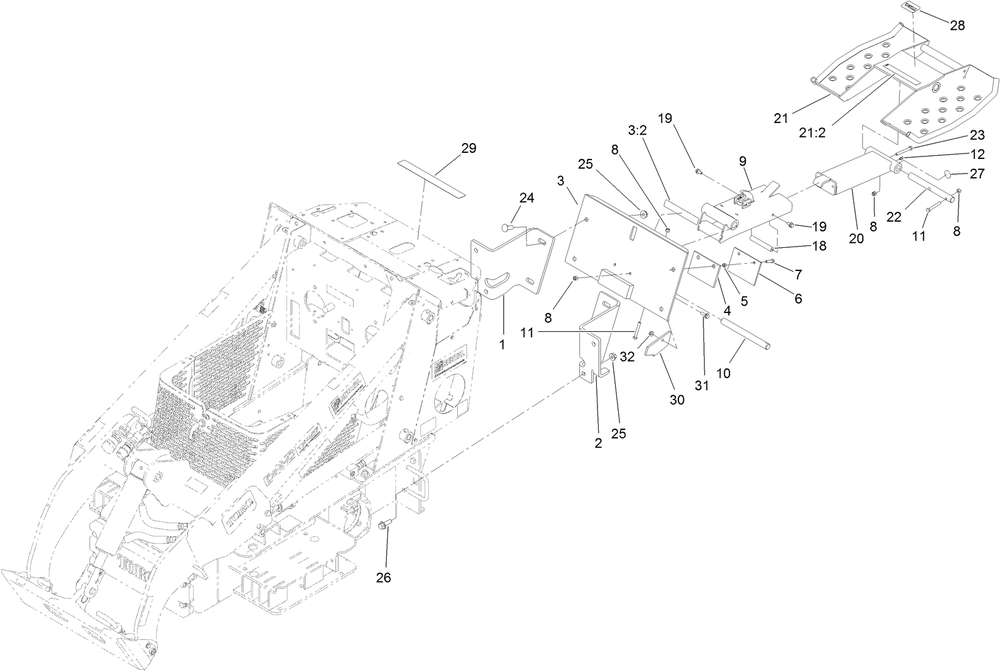 Platform Assembly Diagram and Parts List for 22342HD 405700000 - 407399999 Toro Lawn Tractor Accessories