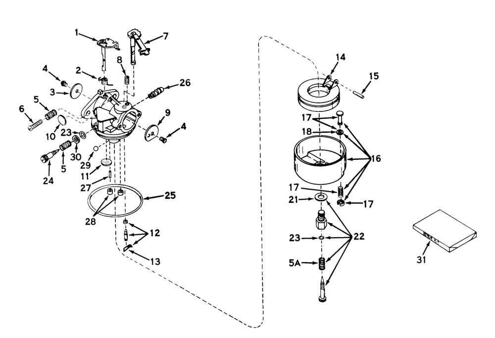Carburetor Assembly Model No. 630992b Diagram and Parts List for 31626 1000001 - 1999999 Toro Snow Blower