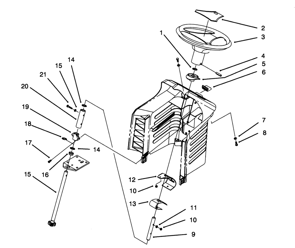 Steering Assembly Diagram and Parts List for 71202 4900001 - 4999999 Toro Lawn Tractor