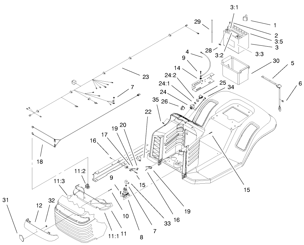 Electrical Components Diagram and Parts List for 71198 9900001 - 9999999 Toro Lawn Tractor