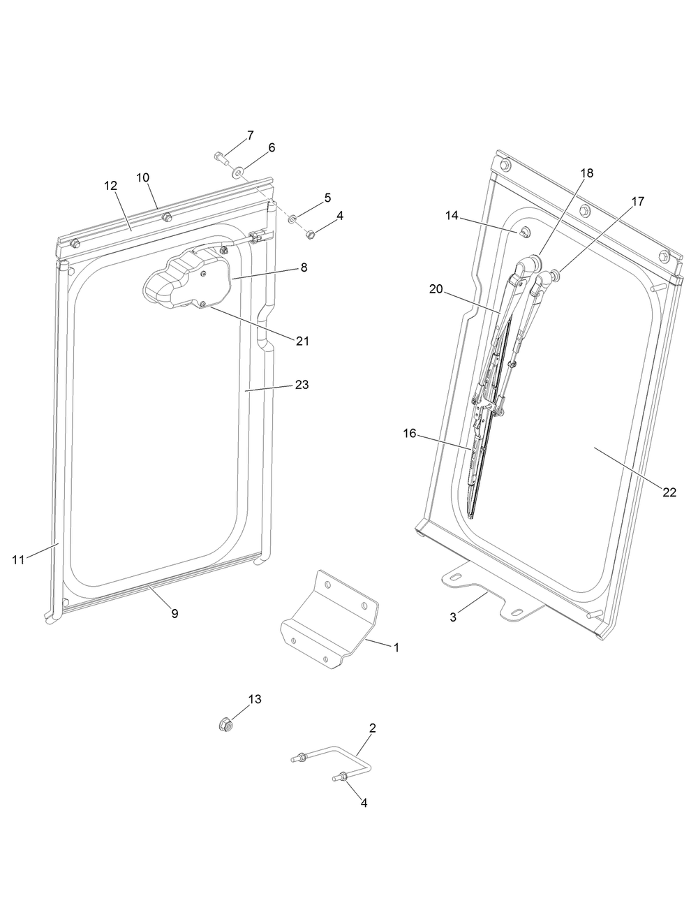 Windshield Assembly No. 136-7665 Diagram and Parts List for 25208 400000000 - 999999999 Toro Lawn Tractor Accessories