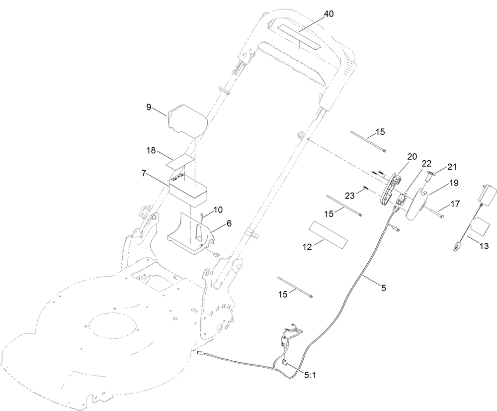 Electrical Assembly Diagram and Parts List for 21763 405559501 - 409999999 Toro Lawn Mower